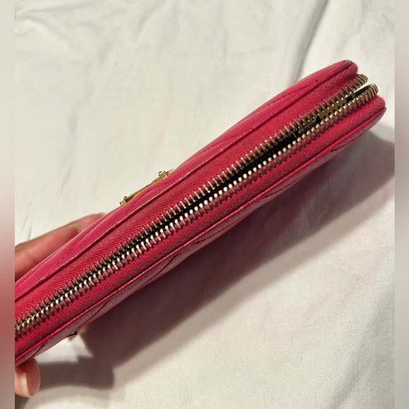 YSL Chevron quilted Cassandre Large zip wallet Pink - Picture 8 of 8